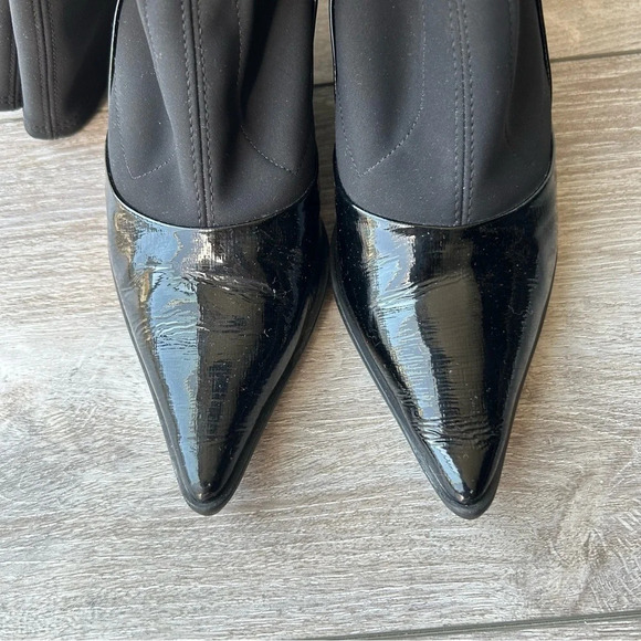 France Mode Patent Leather Heeled Sock Boots Made in France - Picture 2 of 13